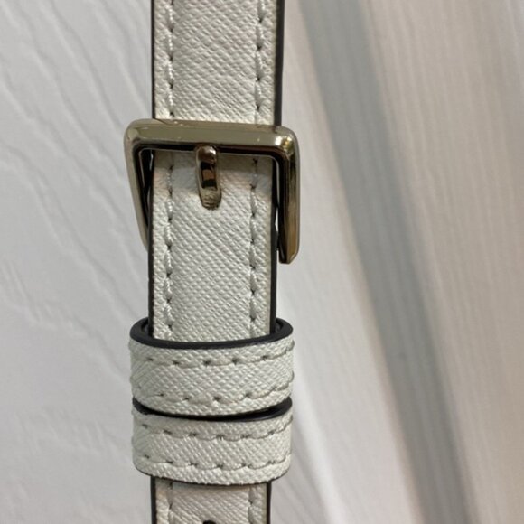 KATE SPADE White Leather  Wicker Two Top Handle Satchel Crossbody Shoulder Bag - Picture 4 of 15